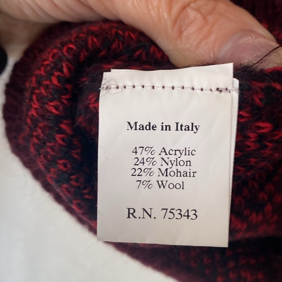 NWT Immagini Italian Sweater Red/Black Cheetah Print. Mohair, wool & acrylic - Picture 5 of 5